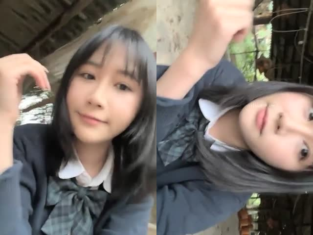 大胆在户外自家的农舍自慰