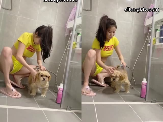 最新闺蜜录像拍摄给狗狗洗澡私拍流出