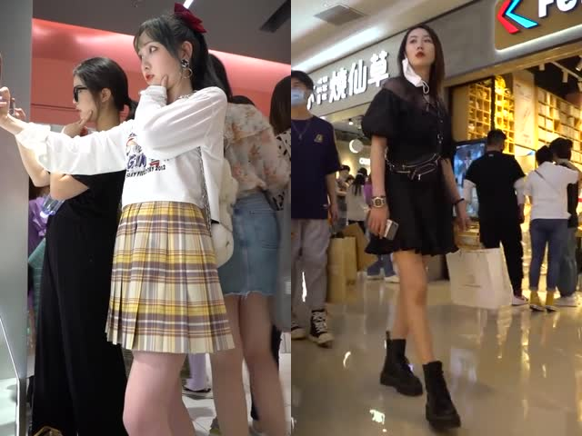 4K超清抄底商城三位年轻貌美MM