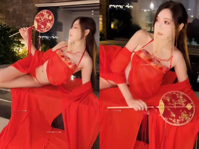 【秀人王馨瑶】红色链纱古装，无内肉丝，绝美身材颜值  