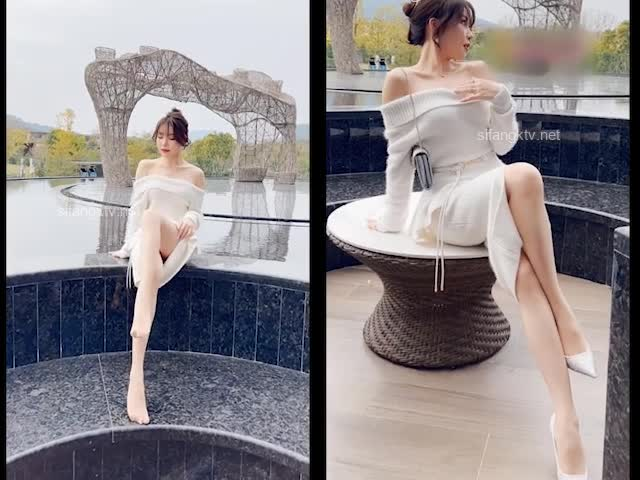 秀人视频 芝芝 户外疯狂露底诱惑 泡温泉湿身 若隐若现  