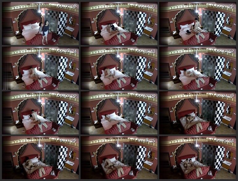 情趣酒店美式大床偷拍眼镜女和男炮友开房激情轮流换上位啪啪