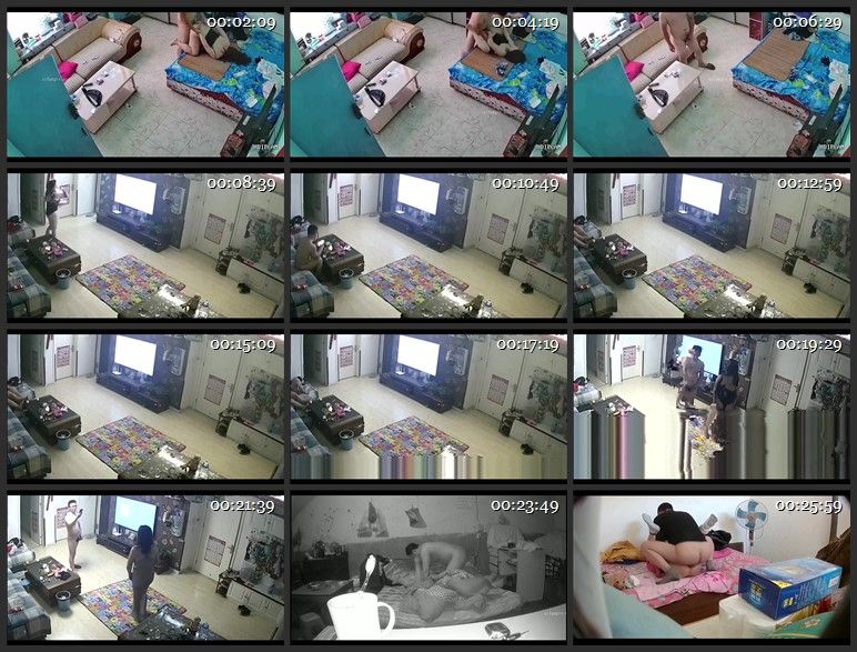 黑客破解家庭网络摄像头精选眼镜哥和媳妇在客厅自拍不是想发朋友圈吧？ 