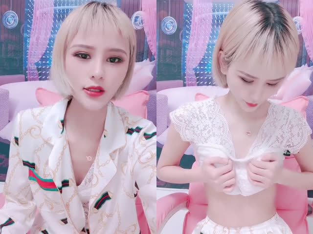 金色短头发的气质妹子，手指自慰