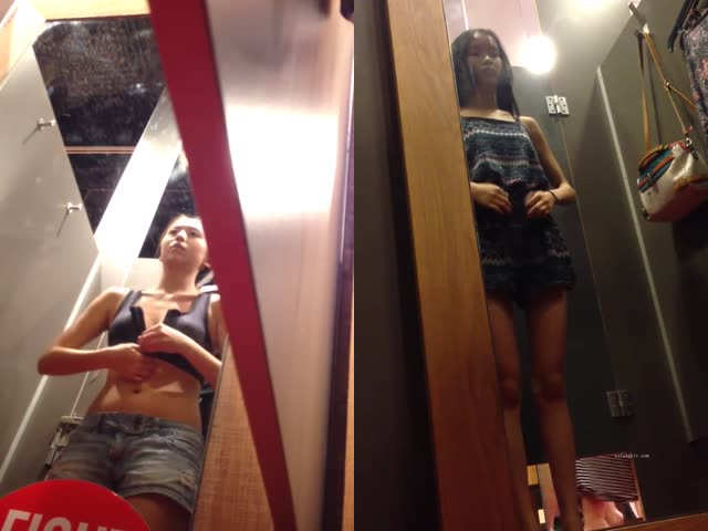 【换衣偷拍】商场试衣间里的小春色