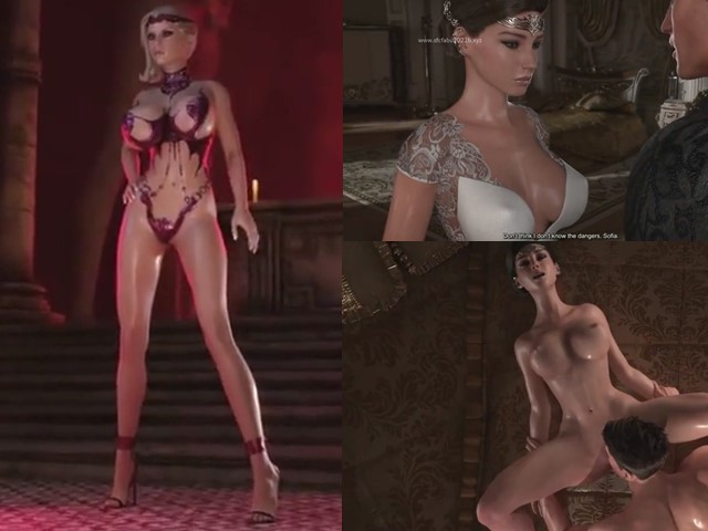 3D动画 女吸血鬼的圈套 榨干王子的精液 2女对1男