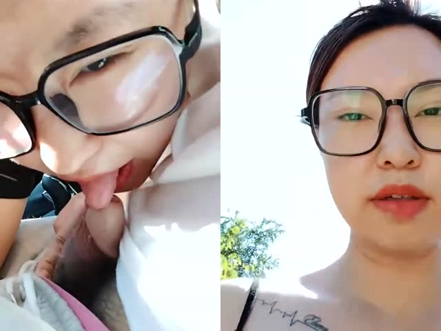 韵味十足眼镜骚货！驾车户外野战！