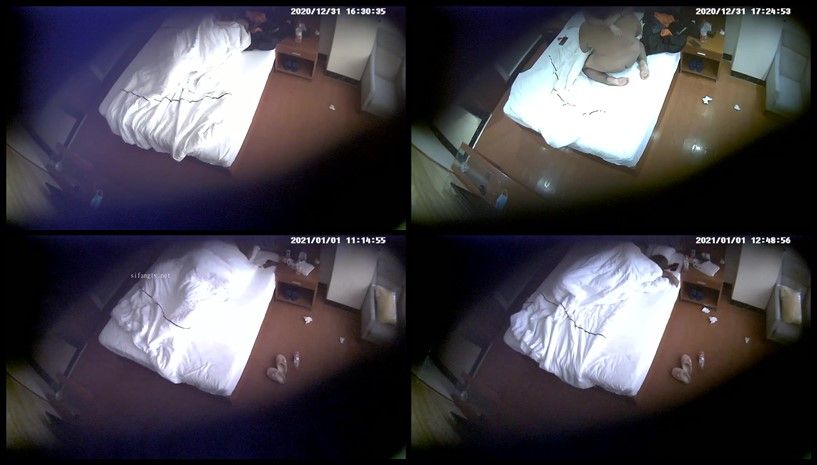 主题酒店私享台白色大床近景偷拍土豪胖哥和媳妇的闺蜜苗条眼镜美女酒店开房厮混两天跨年炮 