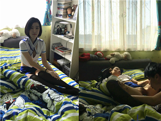 票亮美友大中午穿着性感黑丝空姐服给男友惊喜